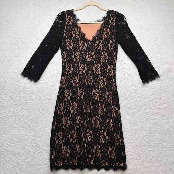 Aritzia Babaton | Women's Lace Mini Dress Black Size 4 - Picture 6 of 10